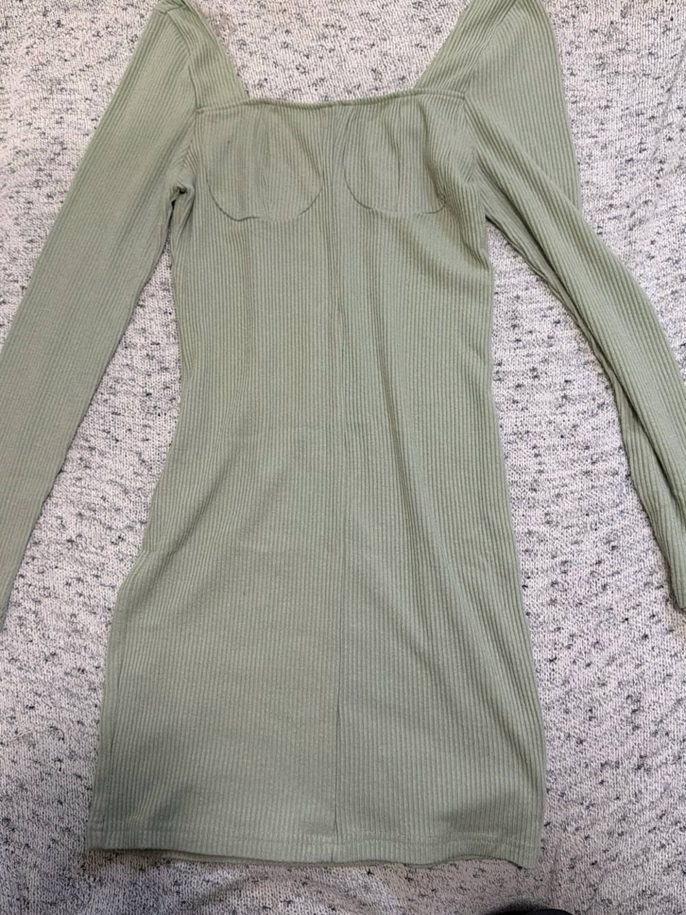 J for Justify Ribbed Long Sleeve Square Neck Dress in Sage